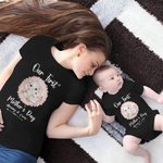 Ensemble T-shirt et Onesie pour bébé 100% coton avec motif d'éléphant personnalisé Notre premier cadeau de fête des mères pour le nouveau-né et la nouvelle maman
