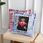 Personalised Multicolor Inspirational Graduation Photo Throw Pillow Cover with Name Year Graduation Gift for Class of 2025 Graduates