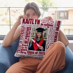 Personalised Multicolor Inspirational Graduation Photo Throw Pillow Cover with Name Year Graduation Gift for Class of 2025 Graduates