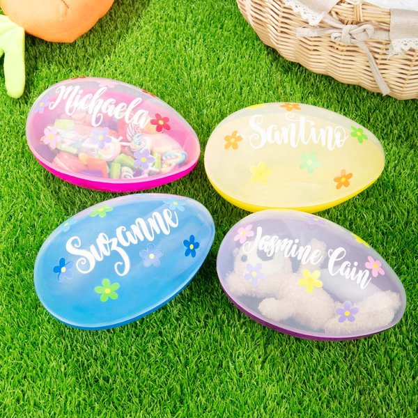 Huevo de Pascua Jumbo Personalizado Rellenable con Flores y Nombre Fiesta de Pascua Caza Regalo para Niños Niñas