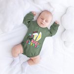 Personnalisé My First Easter Bunny Ears Bow 100% Cotton Long-sleeve Baby Bodysuit with Name Holiday Outfit Easter Baby Shower Gift for Newborns (Mon premier lapin de Pâques avec nœud)