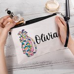 Personalisierte bunte Golfschläger Design tragbare Leinen Handtäschchen Make-up Tasche mit Namen Geburtstag Sport Team Geschenk für Golfliebhaber