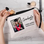 Sac Cosmétique Personnalisé avec Photo Nom Année Accessoire de Voyage Cadeau Remise des Diplômes pour Étudiant Diplômé Classe 2024