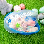 Personalisiertes Befüllbares Blumen Jumbo Oster-Ei mit Namen Ostern Eiersuche Osterkorb Party Geschenk für Jungen Mädchen