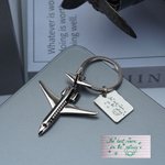 Personalized Twin Engine Airplane Keychain with Text and Symbol Travel Souvenir Birthday Promotion Gift for Aviation Lovers Pilots Flight Attendants