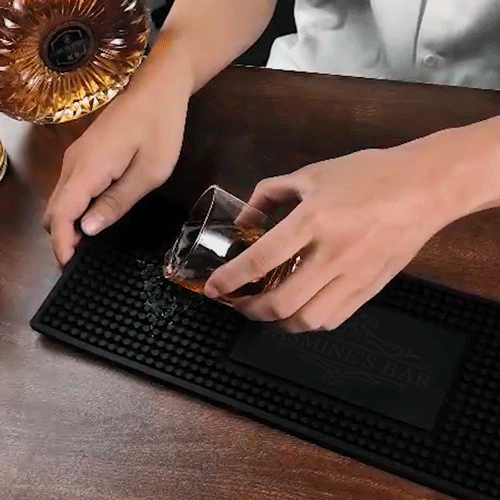 Personalized Minimalism Non-slip Bar Mat Drink Coaster with Engraving Text Home Bar Decor Birthday Gift for Bartenders Cocktail Lovers