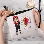 Personalizzato moda Cartoon Girl Birthstone nome borsa per il trucco con braccialetto viaggio Essentials compleanno damigella d'onore regalo per le ragazze le donne
