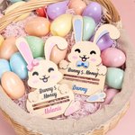 Gepersonaliseerde Cartoon Konijn Houten Geldhouder met Naam Paasmand Vullers Gift voor Kinderen Volwassenen