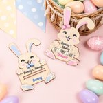 Gepersonaliseerde Cartoon Konijn Houten Geldhouder met Naam Paasmand Vullers Gift voor Kinderen Volwassenen