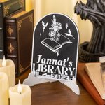 Personalized 3D Printing Fantasy Book Dragon Sword Floral Library Arched Sign with Name Desk Bookshelf Decor Birthday Reading Gift for Bookworms