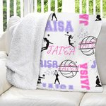 Personalized Multicolor Volleyball Girl Soft Throw Blanket with Names Home Decor Birthday Gift for Sports Volleyball Lovers