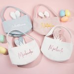 Sac Seau en Peluche à Main Personnalisé avec Nom Style d'Oreilles de Lapin Cadeau Anniversaire Fête de Pâques pour Enfant