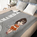Personalisierte Weiche Cartoon Cheerleader Dame Kuscheldecke mit Namen Haus Dekoration Geburtstag Geschenk für Cheerleader Damen