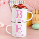 Henkilökohtainen söpö pääsiäispupu 12oz emali muki alkuperäisellä ja nimellä pääsiäisen puolue suosikki lahja lapsille