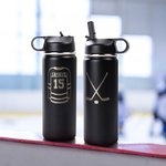 Personalized Hockey Jersey and Hockey Stick Design Insulated Water Bottle with Laser Engraved Name and Number Birthday Gift for Hockey Lovers Players