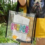 Personalisierte Dalmatiner Dots Waterproof Clear Tote Bag mit Namen Party Favor Geburtstag Geschenk für Frauen