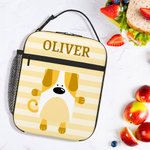 Personalisierte niedliche Cartoon Tier Hund Katze wasserdicht isolierte Lunch Bag mit Namen Portable Picknick Arbeit zurück zu Schule Geschenk für Kinder Familie