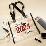 Personalized Class of 2025 Waterproof Clear Tote Bag with Year and Name Graduation Party Gift for Graduates Friends