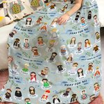 Personalized Holy Saints of Heaven Cartoon Soft Throw Blanket with Name Religion Home Decor Easter Baptism Prayer Gift for Kids Catholics