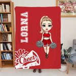 Personalisierte Weiche Cartoon Cheerleader Dame Kuscheldecke mit Namen Haus Dekoration Geburtstag Geschenk für Cheerleader Damen