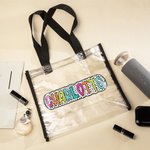 Personalisierte Dalmatiner Dots Waterproof Clear Tote Bag mit Namen Party Favor Geburtstag Geschenk für Frauen