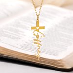 Personalized Dainty Hollow Love Cross Necklace with Name Birthday Church Baptism Gift for Christian Women