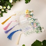 Personalisierte Geburt Blumenstrauß Bogen Acryl Lesezeichen mit Namen Datum und Quaste Geburtstag Jahrestag Lesen Geschenk für Buchliebhaber Bibliothekar