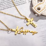 Personalized Dainty Hollow Love Cross Necklace with Name Birthday Church Baptism Gift for Christian Women
