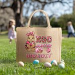 Personalised Cute Bunny Easter Egg Hunter Reusable Jute Tote Bag with Name Party Favor Easter Hunting Gift for Boys Girls
