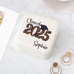 Personalizado Clase de 2025 Graduación Joyero con Glitter Leopardo Diseño Texto Viaje Portátil Regalo de Graduación Graduados