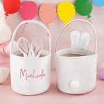 Sac Seau en Peluche à Main Personnalisé avec Nom Style d'Oreilles de Lapin Cadeau Anniversaire Fête de Pâques pour Enfant