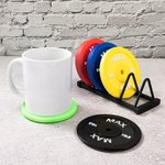 Personalised 3D Printed Non-slip Mixed Color Bumper Plates Shape Coasters Set of 5 Funny Birthday Gift for Gym Weightlifting Fitness Enthusiasts