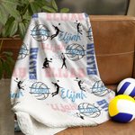 Personalized Multicolor Volleyball Girl Soft Throw Blanket with Names Home Decor Birthday Gift for Sports Volleyball Lovers