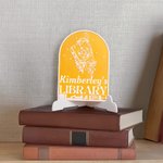 Personalized 3D Printing Fantasy Book Dragon Sword Floral Library Arched Sign with Name Desk Bookshelf Decor Birthday Reading Gift for Bookworms