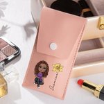 Personalised Cute Cartoon Women Girl Birth Flower Makeup Brush Bag Set with Name and 8 Pcs Makeup Brushes Birthday Mother's Day Gift for Her