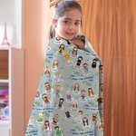 Personalized Holy Saints of Heaven Cartoon Soft Throw Blanket with Name Religion Home Decor Easter Baptism Prayer Gift for Kids Catholics