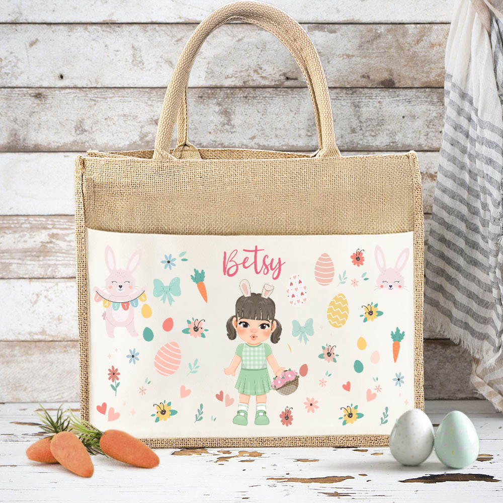 Sacs Cadeaux Pâques - 3 Pièces Avec Lapin Motif Pour Cadeaux Et Déco