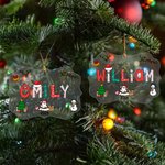 Personalized Christmas Snowman Santa Claus Clear Acrylic Ornament with Name and Year Holiday Tree Decor Christmas Gift for Family Kids