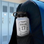 Personalized Hockey Jersey and Hockey Stick Design Insulated Water Bottle with Laser Engraved Name and Number Birthday Gift for Hockey Lovers Players