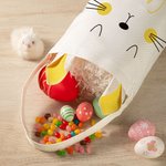 Personalisierter Niedlicher Kaninchen Gesichtsausdruck Osterkorb mit Hasenohren und Namen Eimertasche Eiersuche Ostern Party Geschenk für Kinder