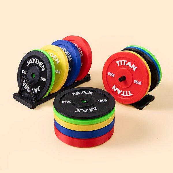 Personalized 3D Printed Non-slip Mixed Color Bumper Plates Shape Coasters Set of 5 Funny Birthday Gift for Gym Weightlifting Fitness Enthusiasts