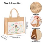 Gepersonaliseerde Bloemen Paaseieren Bunny Cartoon Karakter Grote Herbruikbare Draagtas met Naam Pasen Verjaardagscadeau voor Vrouwen Kinderen