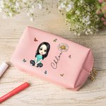 Sac Cosmétique Personnalisé avec Nom et Fleur de Naissance pour Femme Cadeau d'Anniversaire pour Elle