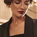 Personalized Dainty Hollow Love Cross Necklace with Name Birthday Church Baptism Gift for Christian Women