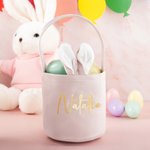 Sac Seau en Peluche à Main Personnalisé avec Nom Style d'Oreilles de Lapin Cadeau Anniversaire Fête de Pâques pour Enfant