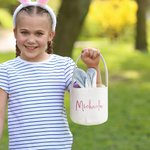 Sac Seau en Peluche à Main Personnalisé avec Nom Style d'Oreilles de Lapin Cadeau Anniversaire Fête de Pâques pour Enfant