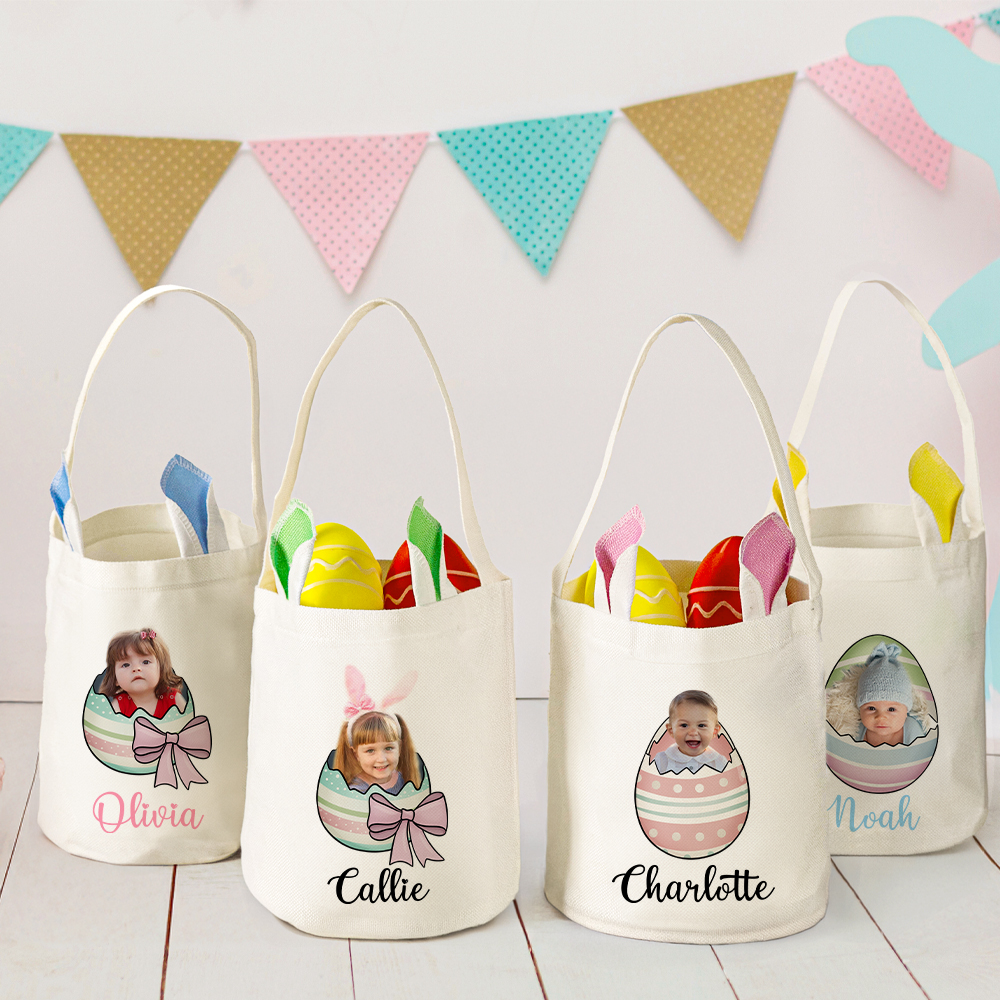 Sac à dos réutilisable avec poignée et nom Cadeau de chasse à Pâques pour les enfants