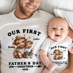 T-shirt Onesie de Bébé 100% Coton Personnalisé avec Nom et Vache de Highland Cadeau pour Nouveau Papa Nouveau-né