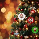 Personalised Cute Christmas Lights Highland Cow Double-sided Ceramic Ornament with Photo and Name Year Holiday Tree Decor Birthday Gift for Kids