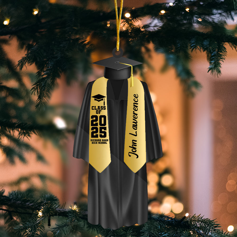 Ornement de Noël en acrylique avec texte Décoration de l'arbre de Noël pour 2025 diplômés